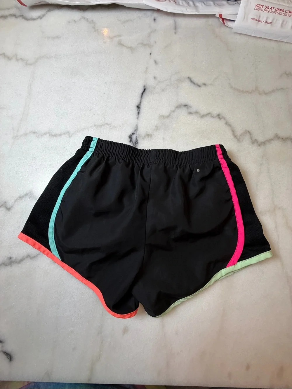 Nike Black Kids' Athletic Shorts with Neon Pink, Coral & Mint Trim